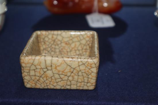 A 19th century small square crackleglaze dish